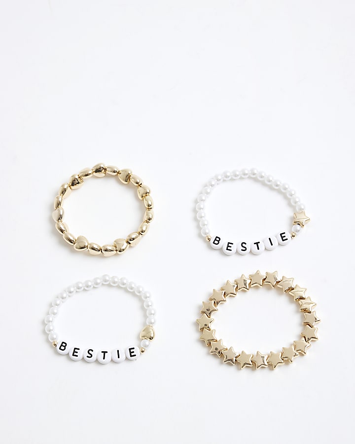 Girls Gold Heart Bestie Bracelet Set