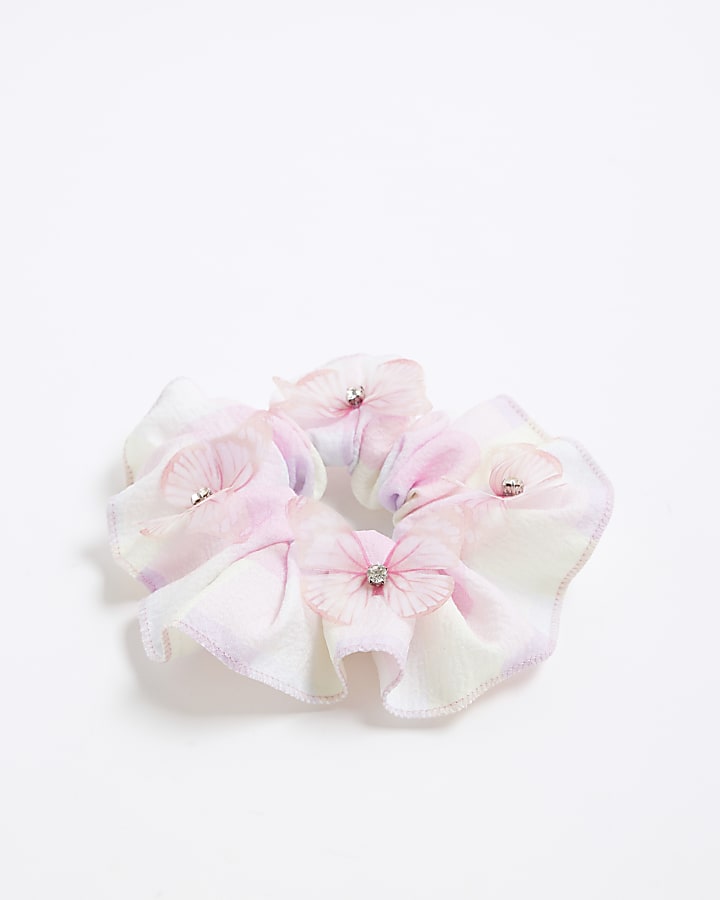 Girls Pink Butterfly Scrunchie