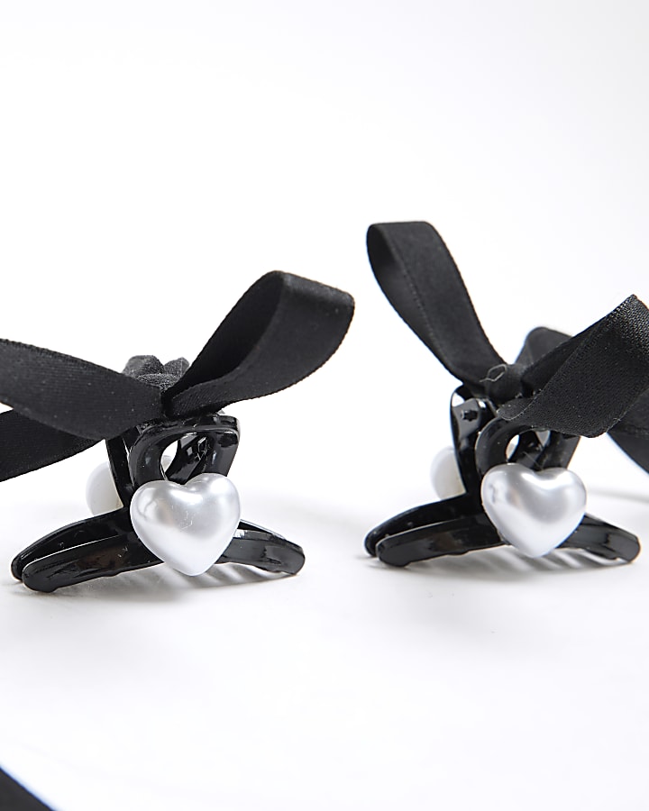 Girls Black Ribbon Bow Hair Clip