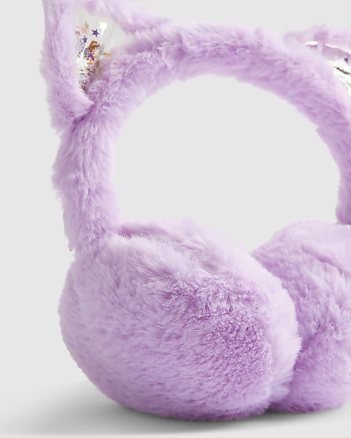 Girls Purple Cat Ear Earmuffs