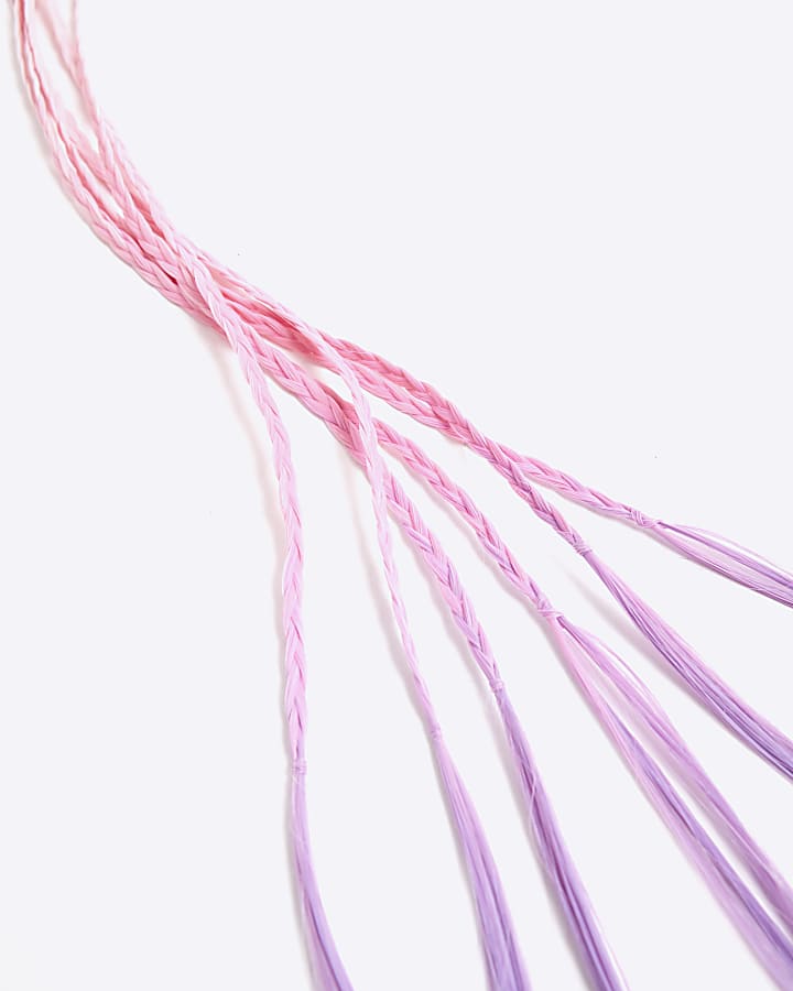 Girls Pink Bow With Purple Plaits Hair Band