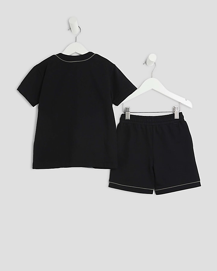 Mini Boys Black Dragon Baseball T-Shirt Set