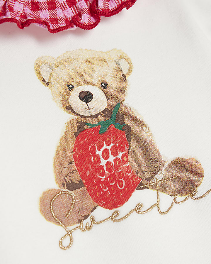 Baby Girls Ecru Bear Gingham Shorts Set