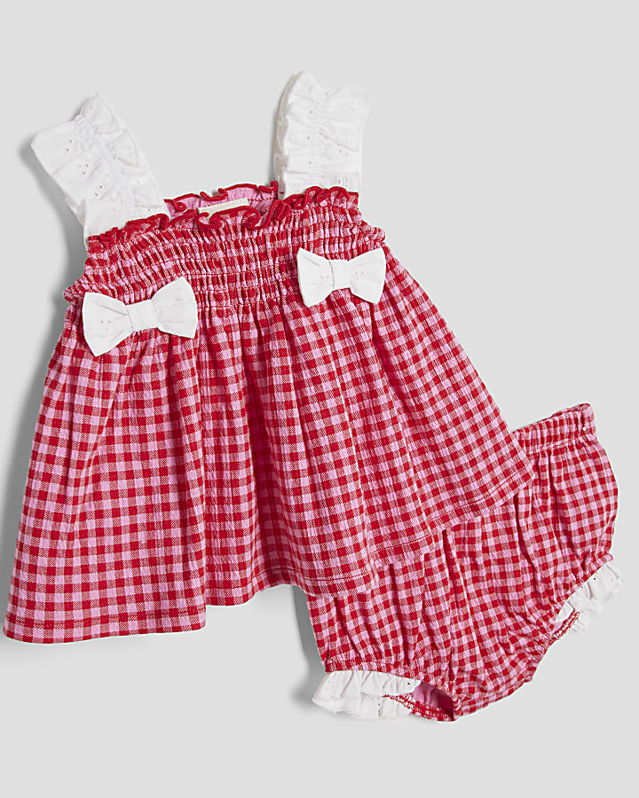 Baby Girls Red Gingham Jersey Set
