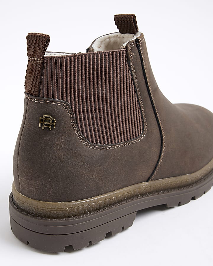 Mini Boys Brown Borg Lined Chelsea Boots