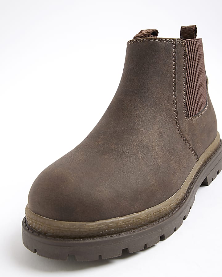 Mini Boys Brown Borg Lined Chelsea Boots