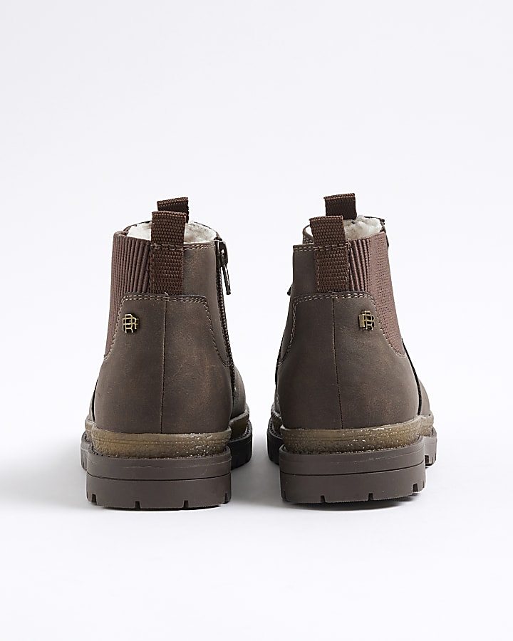 Mini Boys Brown Borg Lined Chelsea Boots