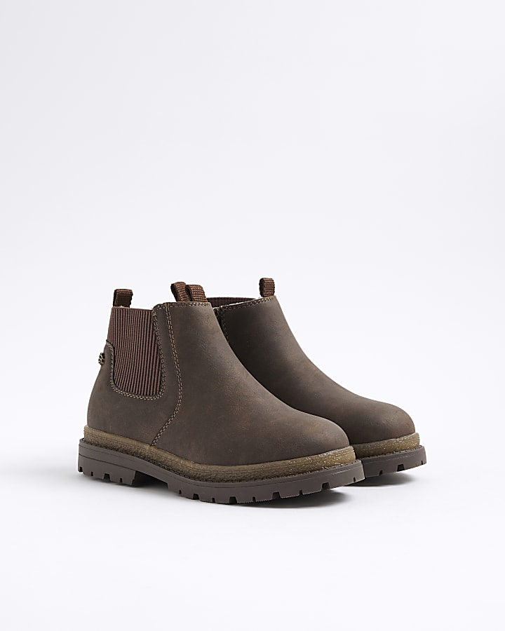 Mini Boys Brown Borg Lined Chelsea Boots