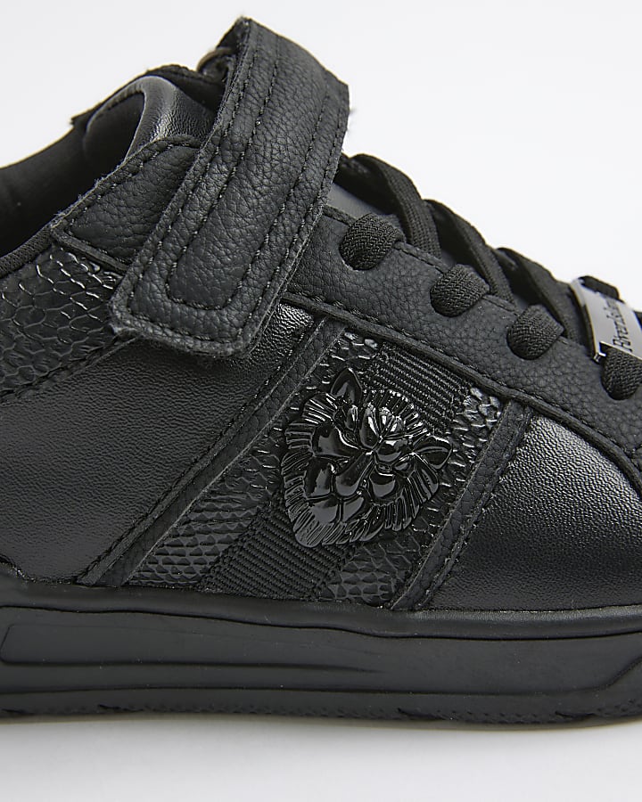 Mini Boys Black Lion Head Trainers