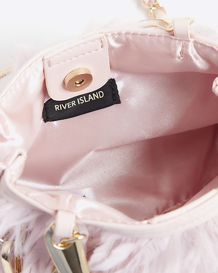 Girls Pink Feather Top Handle Bag