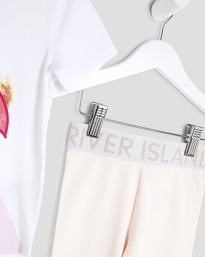 Mini Girls Pink Bandana Bear T-Shirt Set