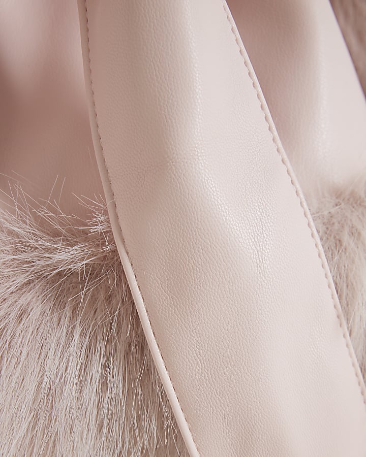 Mini Girls Pink Faux Fur Wrap Coat