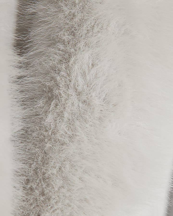 Girls Grey Faux Fur Wrap Coat
