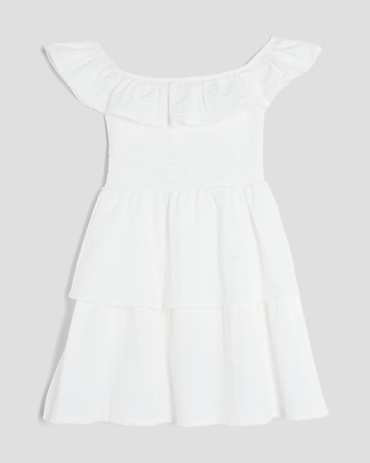 Girls White Bardot Rara Dress