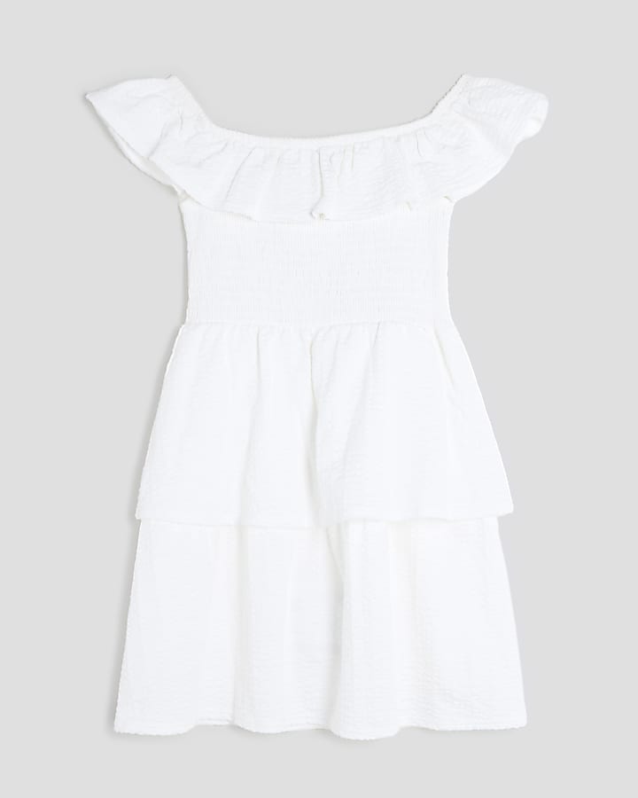 Girls White Bardot Rara Dress