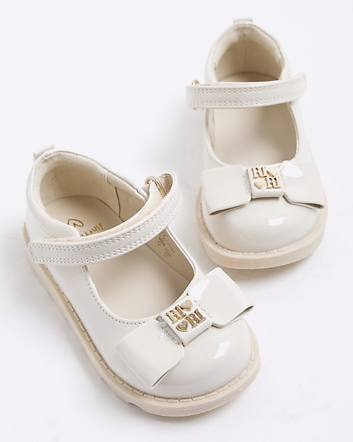 Mini Girls Cream Bow Mary Jane Shoes