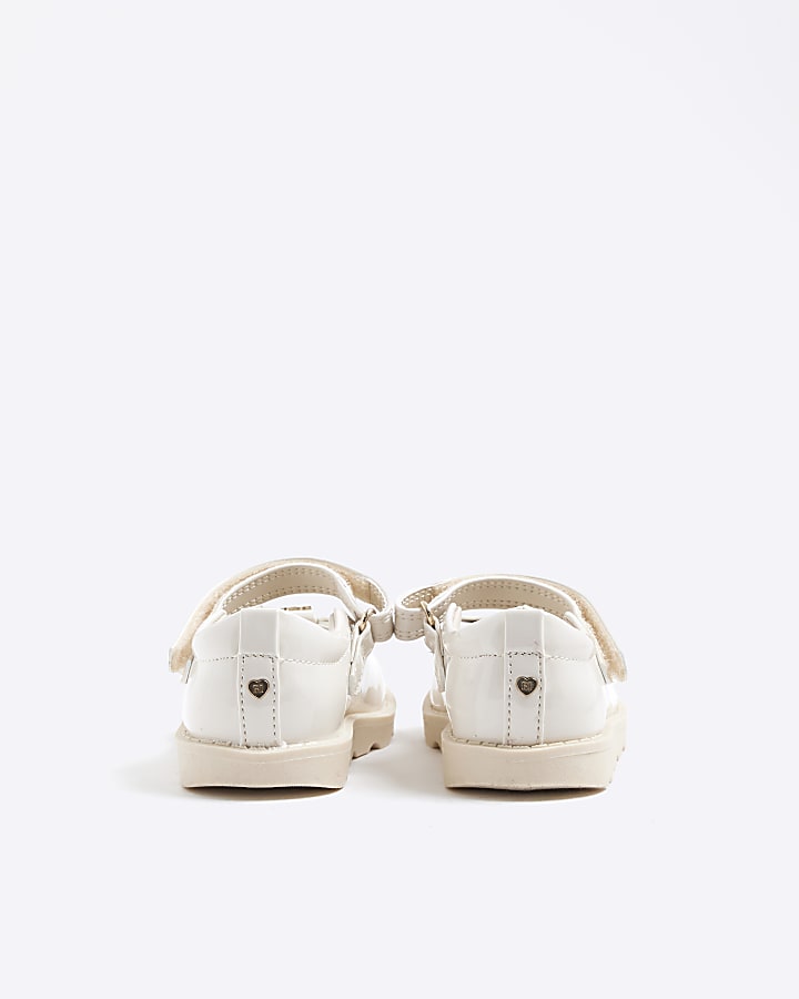 Mini Girls Cream Bow Mary Jane Shoes