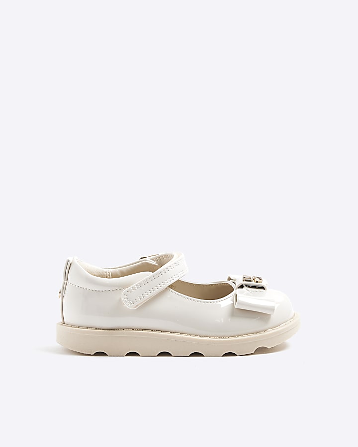 Mini Girls Cream Bow Mary Jane Shoes