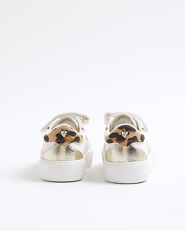 Mini Girls White Leopard Trainers