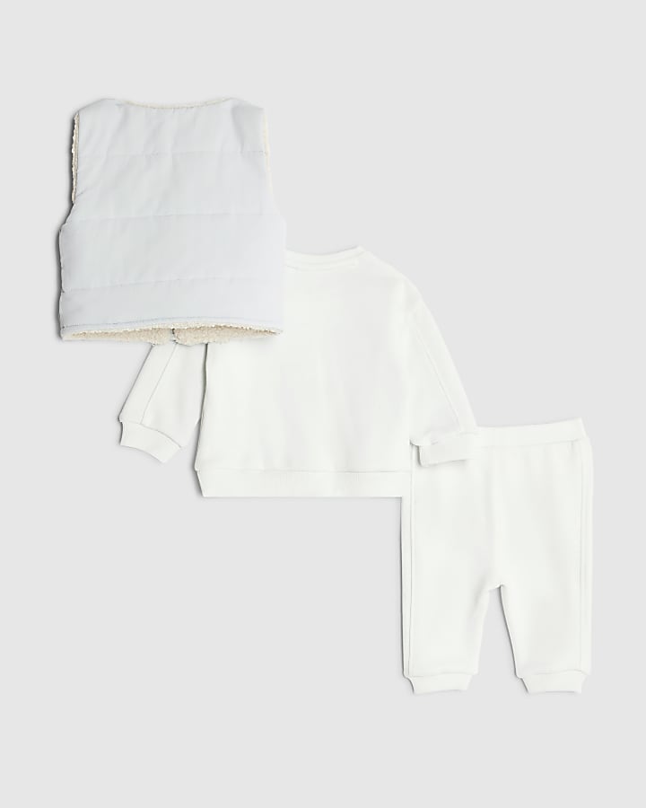 Baby Boys Blue 3 Piece Padded Gilet Set
