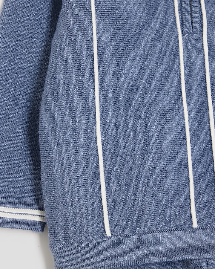 Baby Boys Blue Striped Polo Shirt Set