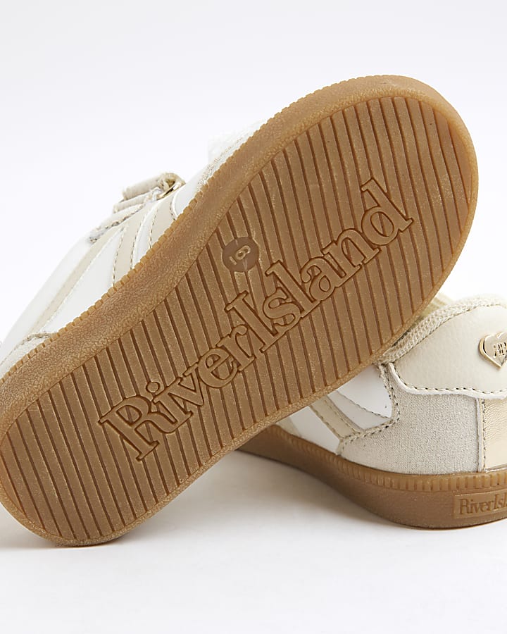 Mini Girls Beige Lace Bow Trainers