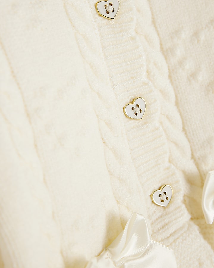 Baby Girls Cream Bow Peplum Hem Cardigan Set