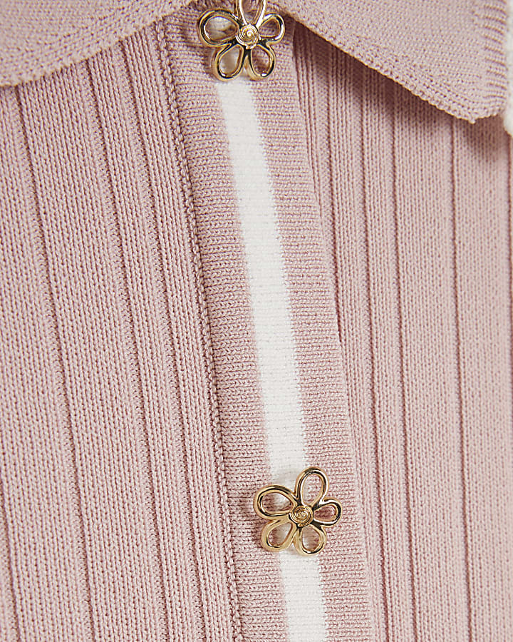 Mini Girls Pink Collared Tipped Flippy Dress