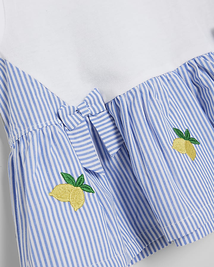 Mini Girls Blue Striped Hybrid Shorts Set