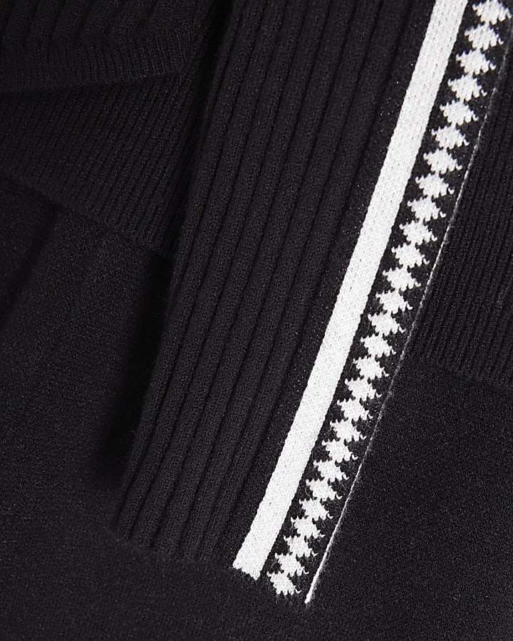 Girls Black Sporty Zip Through Jumper Set