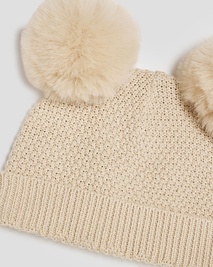 Baby Boys Beige Bear Jumper And Hat Set