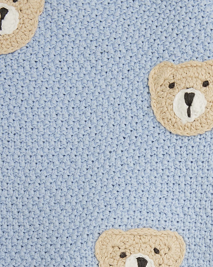 Baby Boys Blue Bear Jumper And Hat Set