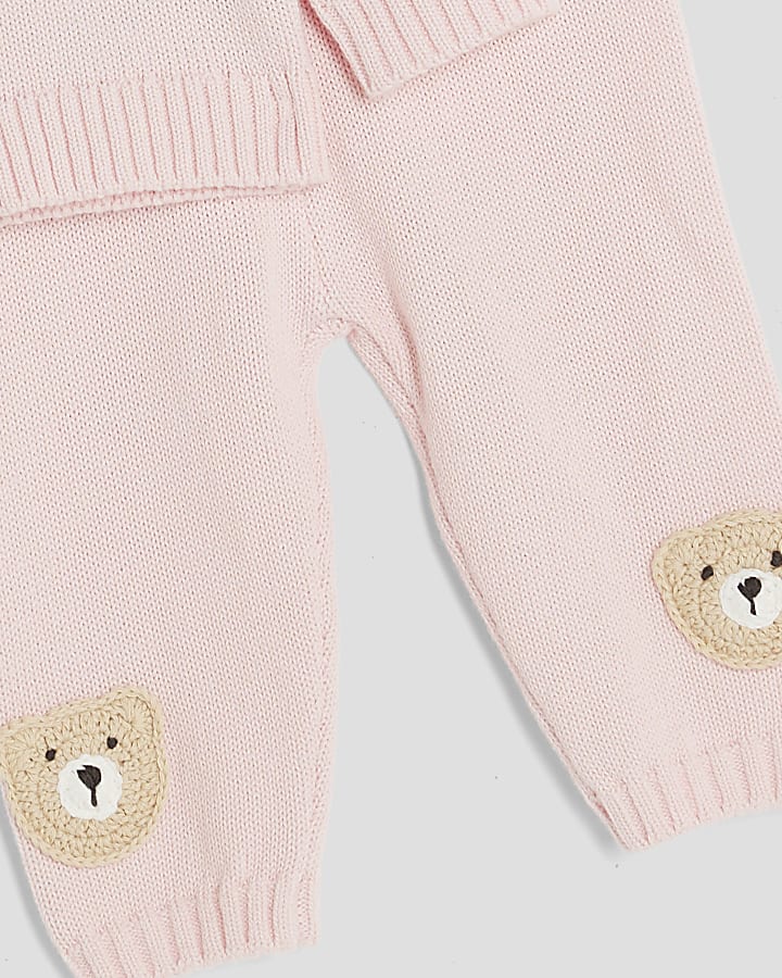 Baby Girls Pink Bear Cardigan Set