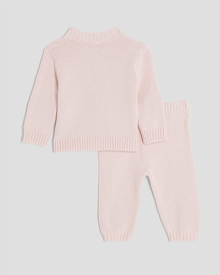 Baby Girls Pink Bear Cardigan Set