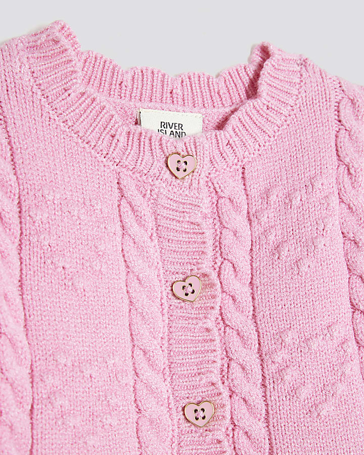 Baby Girls Pink Bow Peplum Hem Cardigan Set
