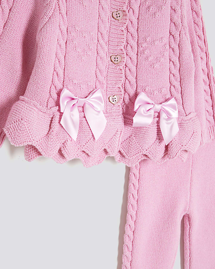 Baby Girls Pink Bow Peplum Hem Cardigan Set