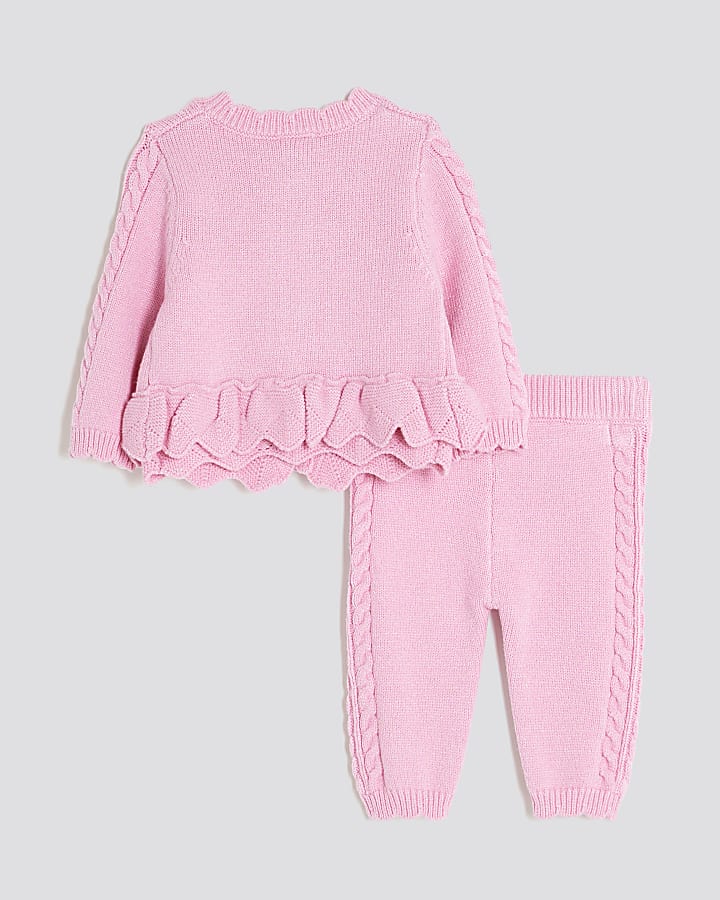Baby Girls Pink Bow Peplum Hem Cardigan Set