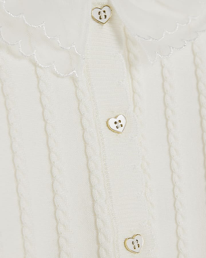 Baby Girls Cream Cable Collar Cardigan Set