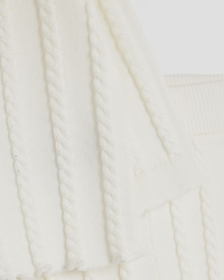 Baby Girls Cream Cable Collar Cardigan Set