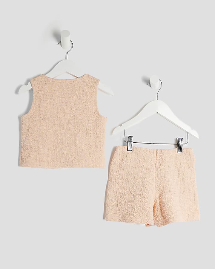 Mini Girls Orange Bow Top And Short Set