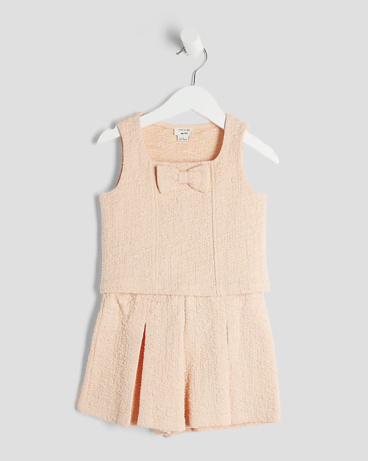 Mini Girls Orange Bow Top And Short Set