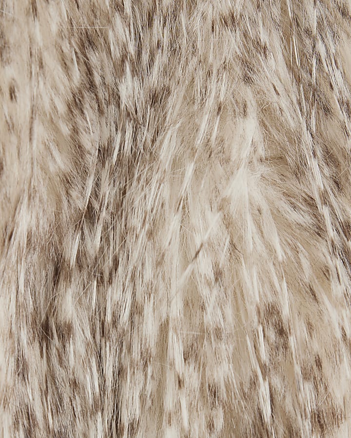 Girls Grey Faux Ostrich Fur Coat