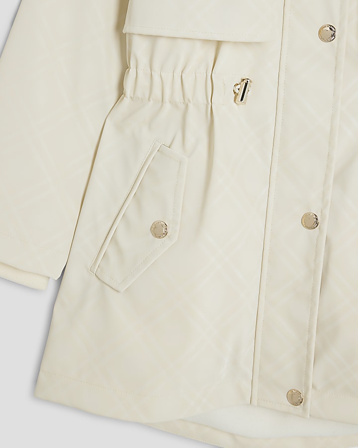 Girls Cream Check Raincoat