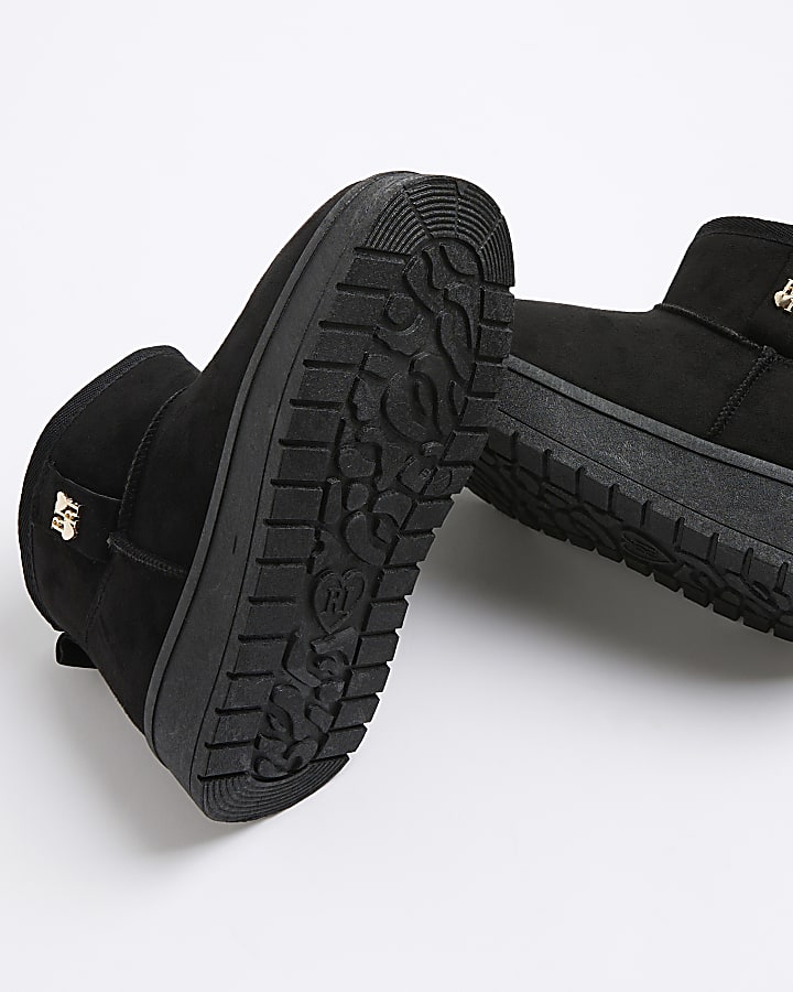 Girls Black Faux Fur Lined Boots