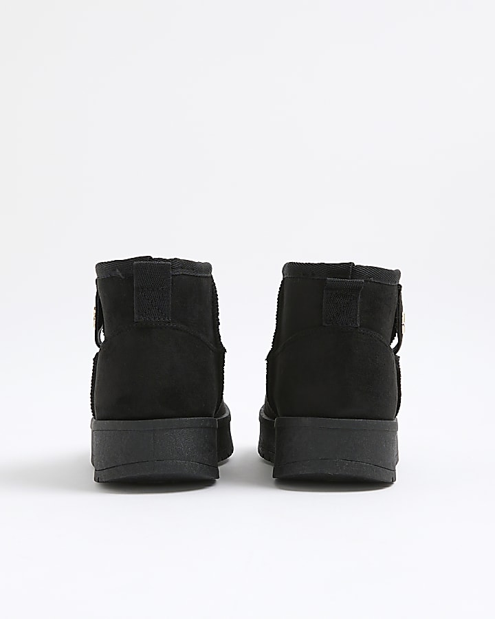 Girls Black Faux Fur Lined Boots