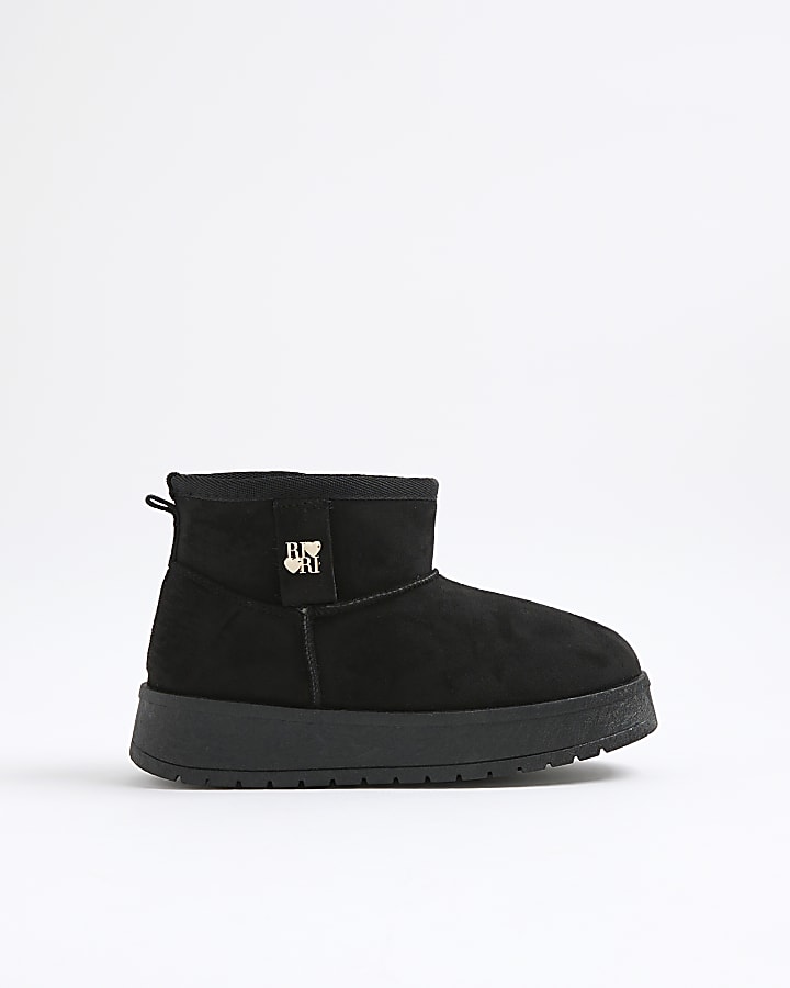 Girls Black Faux Fur Lined Boots