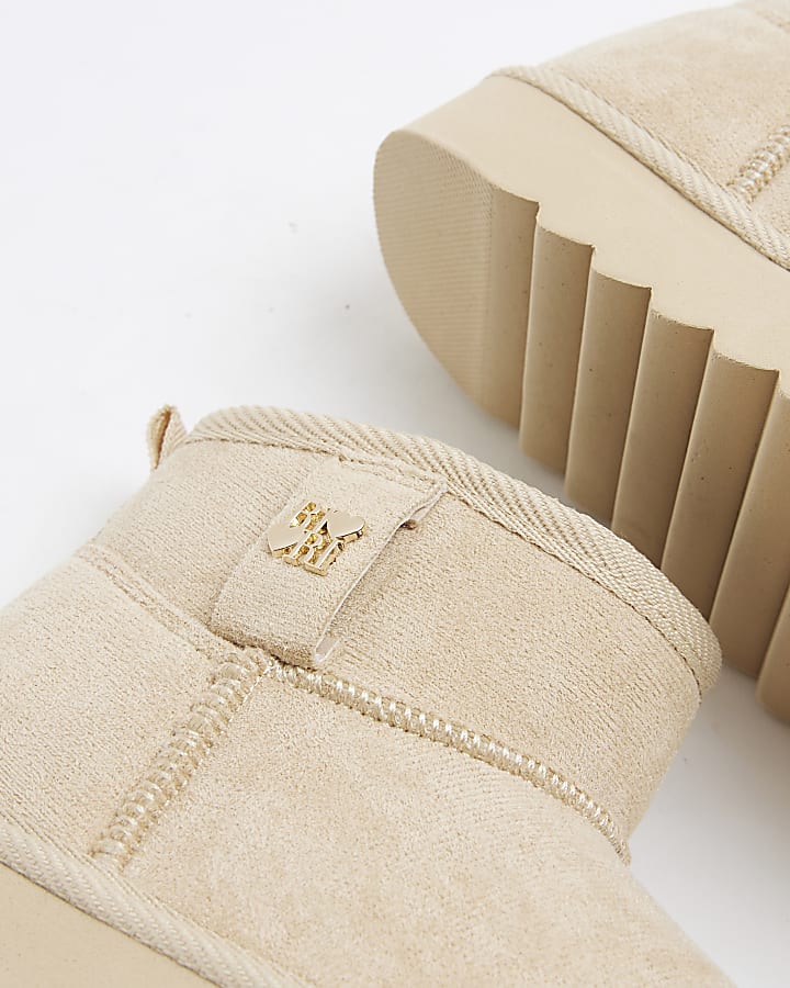 Girls Beige Faux Fur Lined Boots