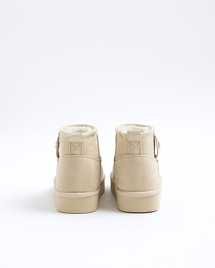 Girls Beige Faux Fur Lined Boots