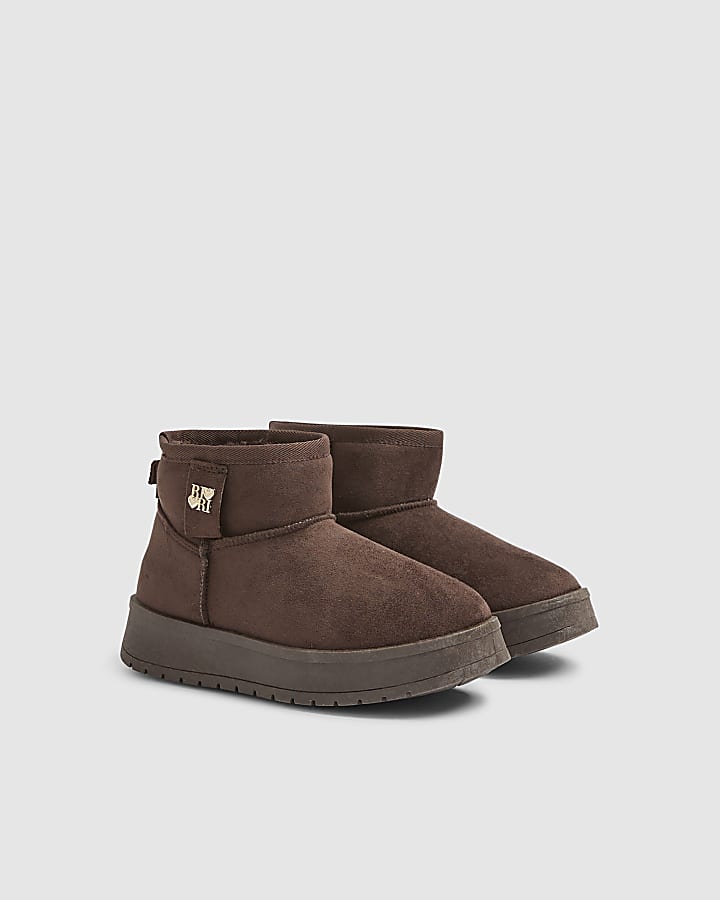 Girls Brown Faux Fur Lined Boots