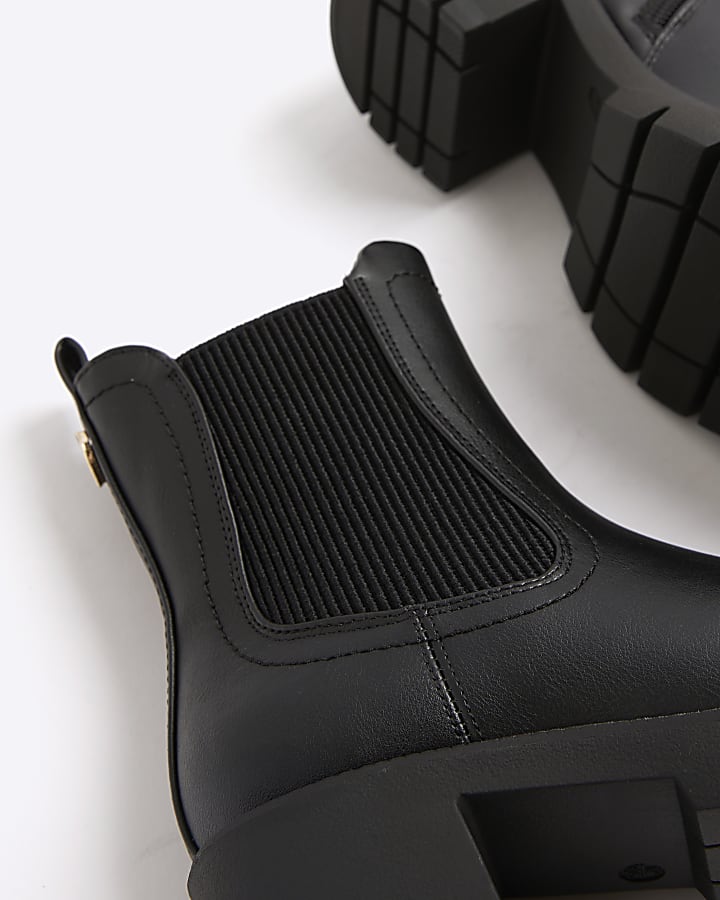 Girls Black Heeled Ankle Boots